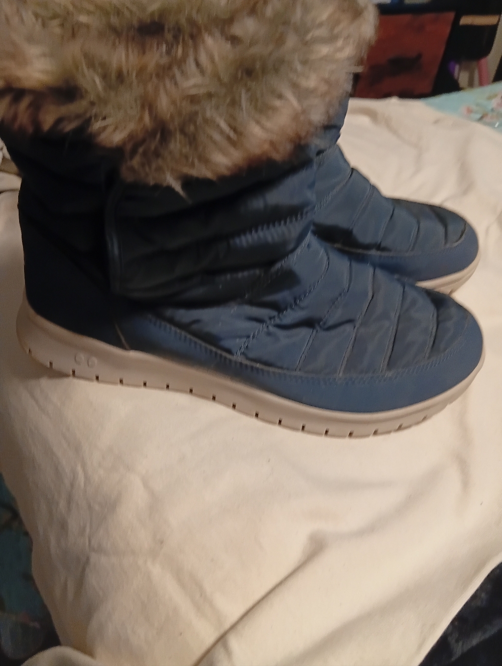 Women's Ryka Blue Faux Fur Winter Ankle Boots